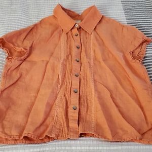 Womens Size Large J Jill Orange Linen Shirt